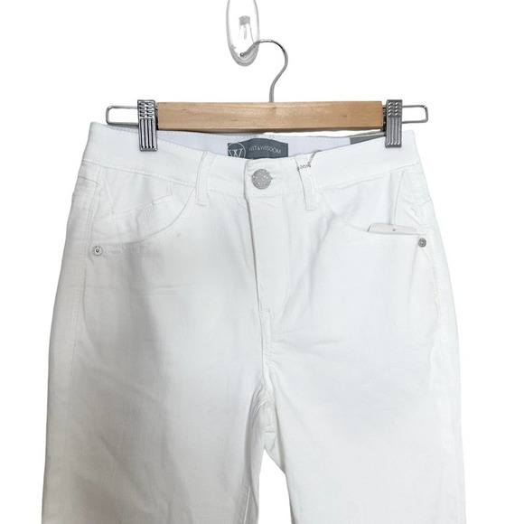 Wit & Wisdom Ab'Solution White  High Waist Raw Hem Straight Leg Jeans - Picture 4 of 8
